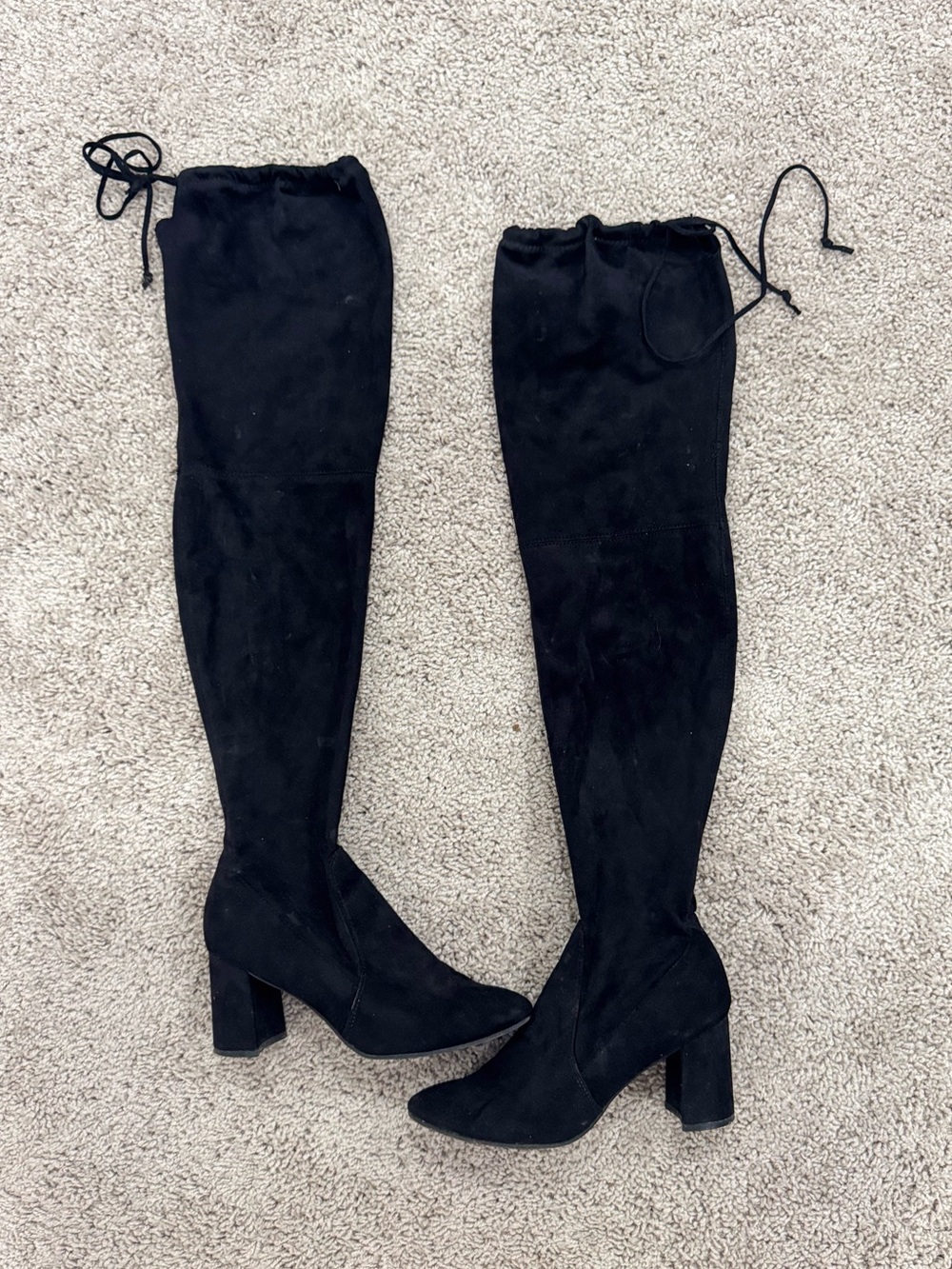 Women's Black Over-the-Knee Block Heel Boots